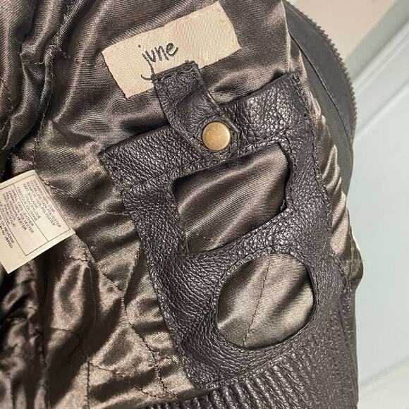 June Black Leather Moto Vest Size XS Womens Full Zip Ribbed - Picture 7 of 10